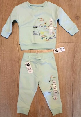 6-9 Monate bedrucktes Jogginghose & Sweatshirt Set, Aqua, Dunnes Stores, 80 % Baumwolle, neu mit Etikett