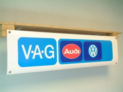 VAG VW Audi Banner Garage Workshop Mancave PVC sign Wall Display - Image 1 of 4