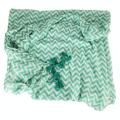 Merona Target Women's NWT Teal White Large Chevron Rectangle Scarf/Shawl Tassels