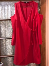 V By Very Red Wrap Detail Dress Size 12 !