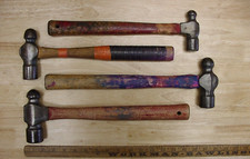 4 Vntg Unbranded Quality Ball Peen Hammers W/Handles,1,lb,2,4oz.-2lbs.7.6oz VGC