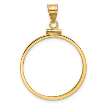 14 Karat Gelbgold 25,0 mm Polierte Schraube Top Münzeinfassung Anhänger