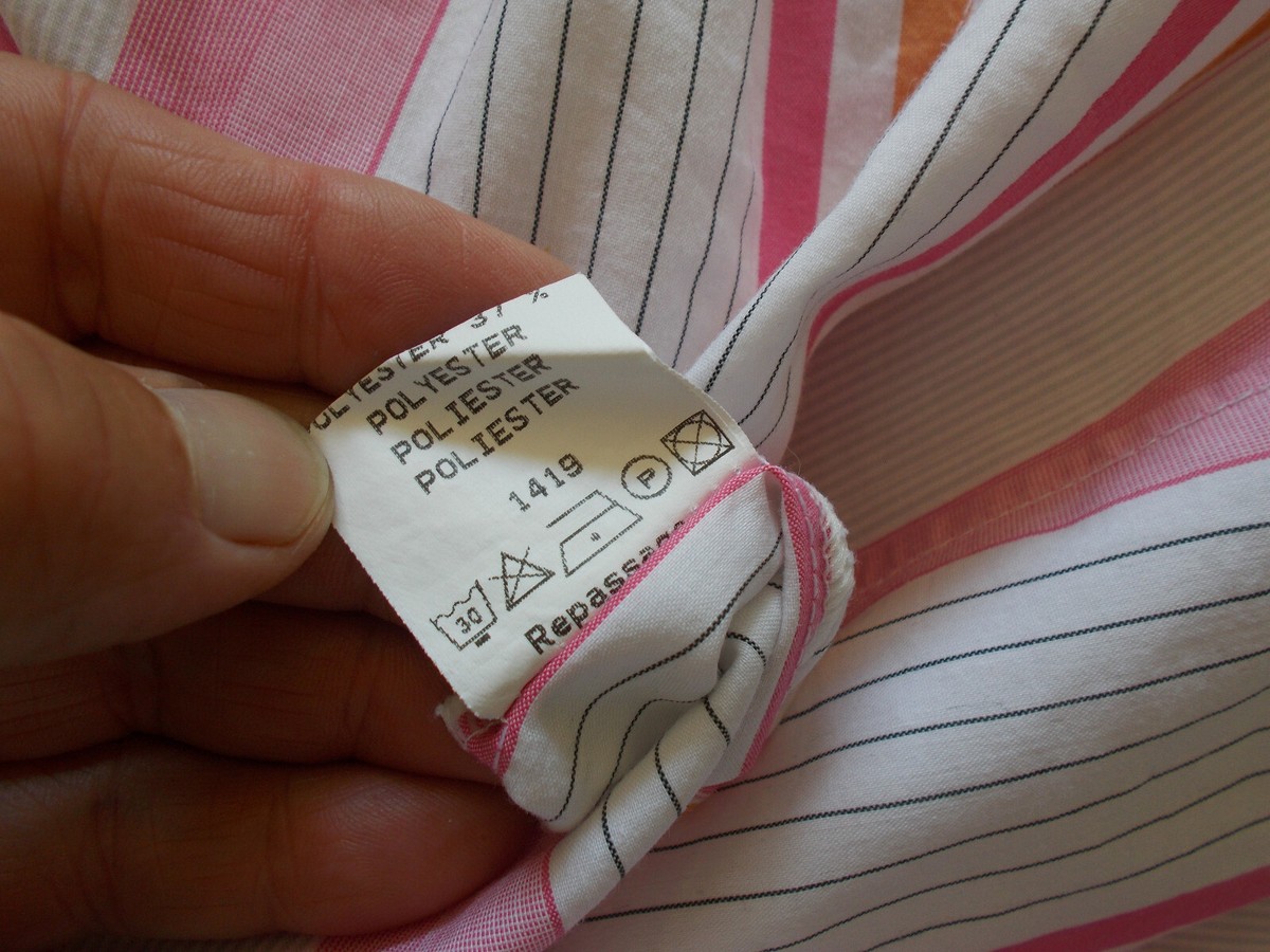Chemisier Caroll Blanc Rayé Rose - Taille 44/46 FR, Manches Longues, Occasion Très Bon état