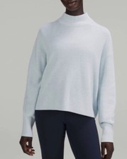 Lululemon Merino Wool-Blend Ribbed Turtleneck Sweater Powder Blue sz 2 NWT