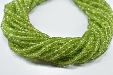 AAA Natural Peridot Rondelle Shape Faceted Gemstone Beads 13 Inch 1 Strand 5mm