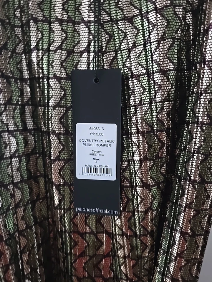 Metallic  Sleeveless Low Back Wide Leg Party Jump Suit Designer RRP £150 NWT - Image 2 of 4