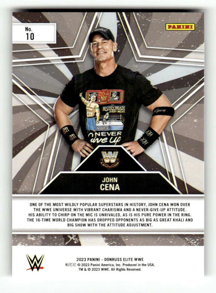 2023 Donruss Elite WWE Star Status #10 John Cena - Image 2 of 2