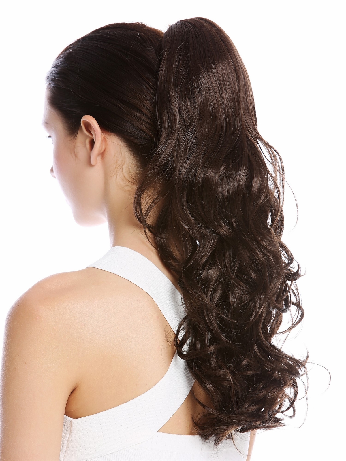 Hairpiece Ponytail Long Lightly Curled Curls Brown 45Cm SP-31-A-V-6