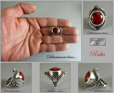 Bague Argent 925 Et Améthyste Ronde – Taille 54 – Délicatement Doux (Neuf)