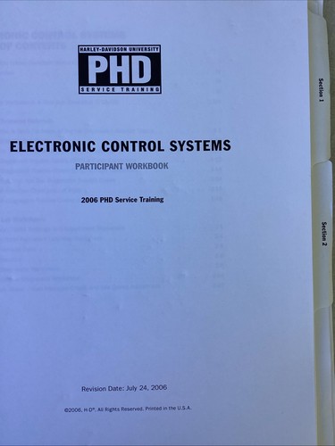 Harley Davidson University Electronic Control Systems WORKBOOK 2006 - Picture 2 of 8