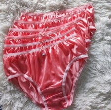 6x Peach Bikini Panties Nylon Briefs XL Soft Shiny Women Underwear 38-44" Waist