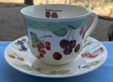 Roy Kirkham Berries and Cherries Large Breakfast Cup and Saucer Set - England