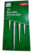 Home Accents Holiday 25 Count Twinkling Warm White LED Icicle Lights "Weddings"