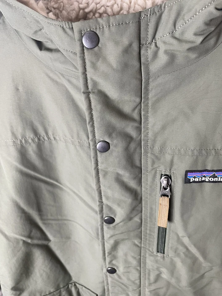 Patagonia Isthmus Parka Sherpa Lining Girls Youth L/12 Olive Green HOOD ZIPUP - Image 4 of 4