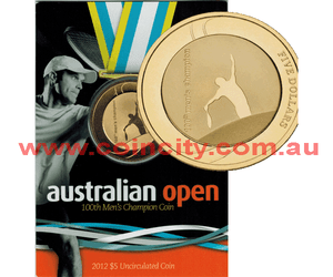 2012 Australia Mens Australian Open $1 Unc coin on card