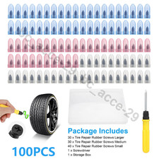 100PCS Tire Repair Rubber Nails Tyre Puncture Repair Screws Kit w/ Screwdriver