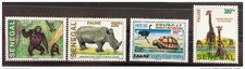 Senegal 2002 Fauna Gorilla Rhino Ostrich Turtle Giraffe 4 W. RARE **