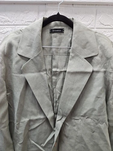 New Black Ficus Men's Linen Jacket Olive Sz M image 2