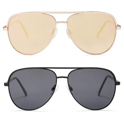2er Pack Polarisierte Pilotensonnenbrillen UV400 Metallgestell Gold & Schwarz