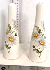 Vintage Tall Salt & Pepper Shakers White with...
