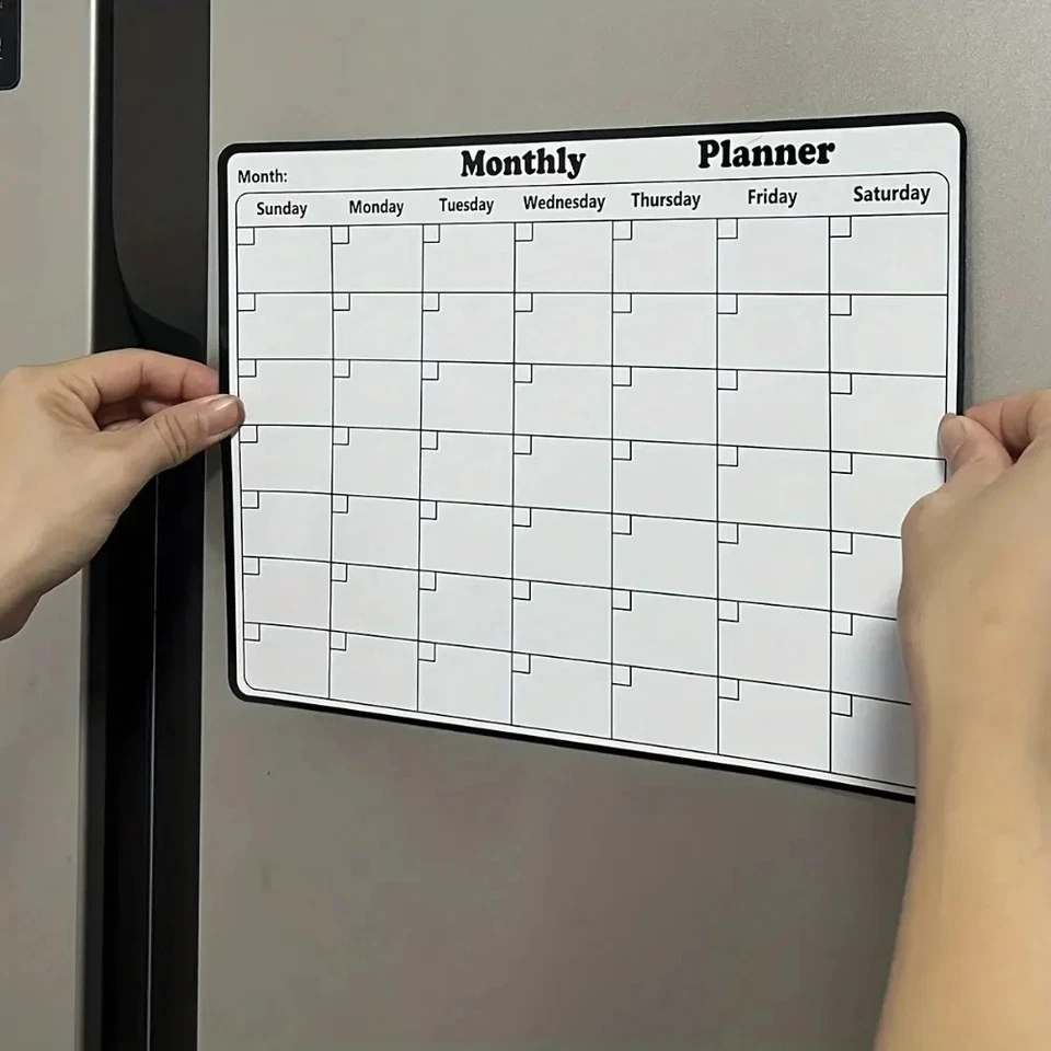 Magnetic Dry Erase Monthly Calendar Refrigerator Planner Board Kitchen Organizer - Image 4 of 4