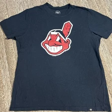 Cleveland Indians MLB T Shirt Chief Wahoo 47 Brand Blue Short Sleeve Men M Tribe