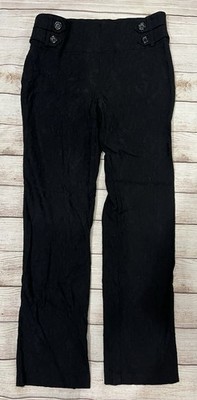 SOHO APPAREL Stretch Career Black Print Dress Pants Lightweight Comfy Size Large