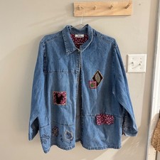 Vintage fall themed denim chore jacket