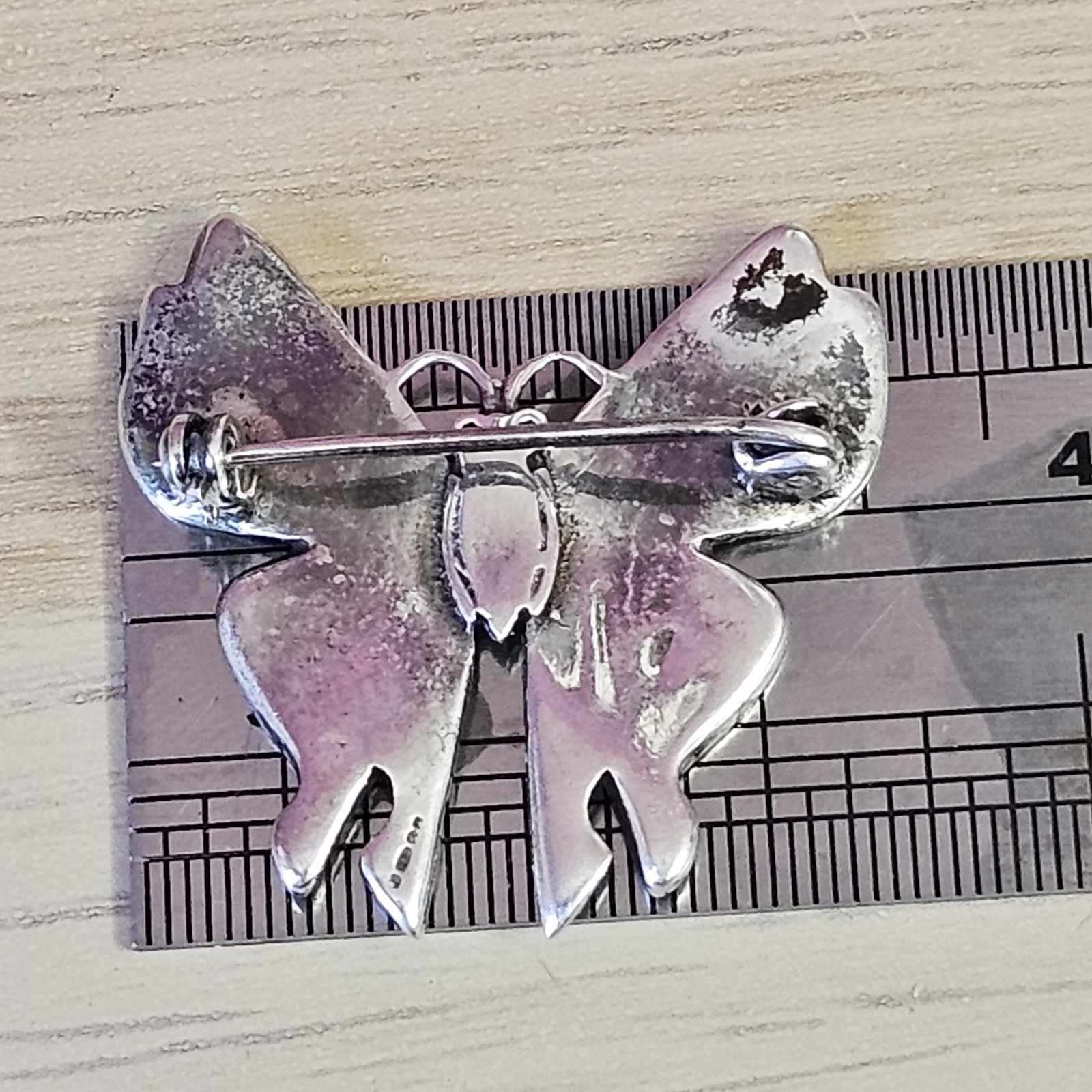 Photo 5 of 925 Sterling Silver Butterfly Brooch With Abalone Inlay