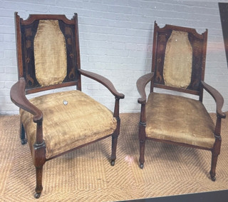 Antique Vintage Pair Of Arts And Crafts Oak Chairs