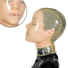 Transparent Latex Hood with Mouth Breathing hole Rubber Mask for Fetish Clubwear