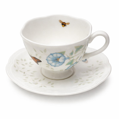 Lenox Butterfly Meadow Monarch Tea Cup & Saucer Set Porcelain Floral New