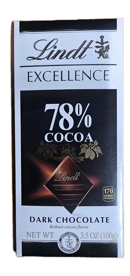 Lindt Excellence Intenso 78% Chocolate Oscuro 2 Barras-3.5 OZ Cacao Cuerpo Completo Foto 4 de 4