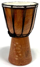 Djembe Jamaica Bongo Hand Carved Wooden Drum 9.5” x 5.5” Turtles