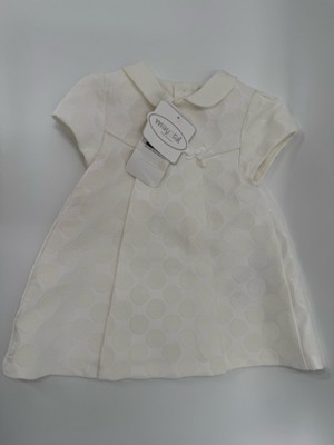 New W Tags Mayoral Natural Cream Jacquard  Collar Lined Dress 6-9 Mths GORGEOUS