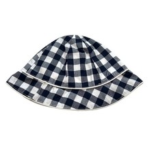 Janie  Jack baby infant gingham bucket hat 3 to 6 months blue white cotton NWT