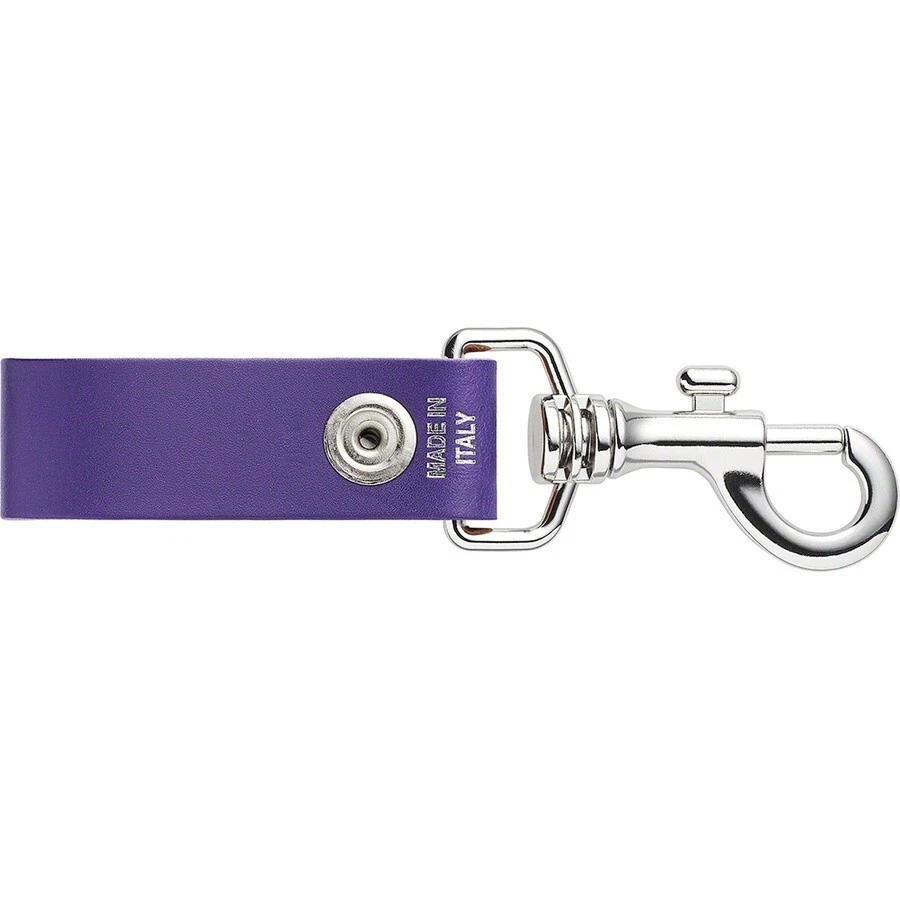 Supreme Purple Box Logo Leather Key Loop Keychain FW21