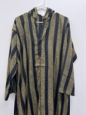 Men's Moroccan Djellaba Hooded Thobe Handmade Arab Dishdasha Black/Gold