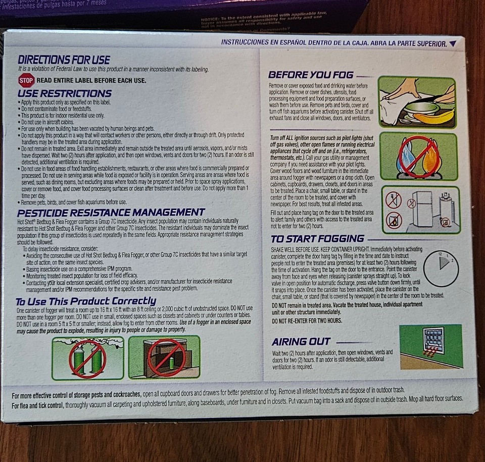 Hot Shot FOGGER Insect Killer 2 Boxes INDOOR BED BUGS & FLEA Ticks Lice Bug Bomb eBay