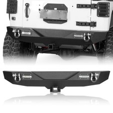Rugged Off-road Rear Bumper For 2007-2018 Jeep Wrangler Jk Wled Lightsd-rings