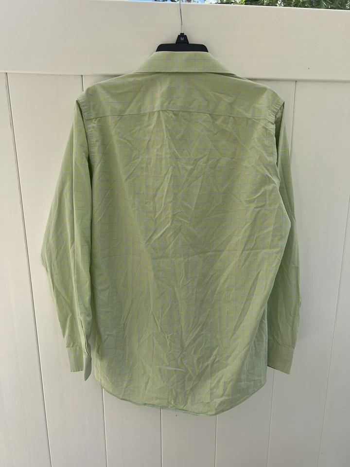 Camisa de vestir Egara para hombre 100 % algodón egipcio sin hierro calce ajustado verde talla 15 32/33 Foto 3 de 3