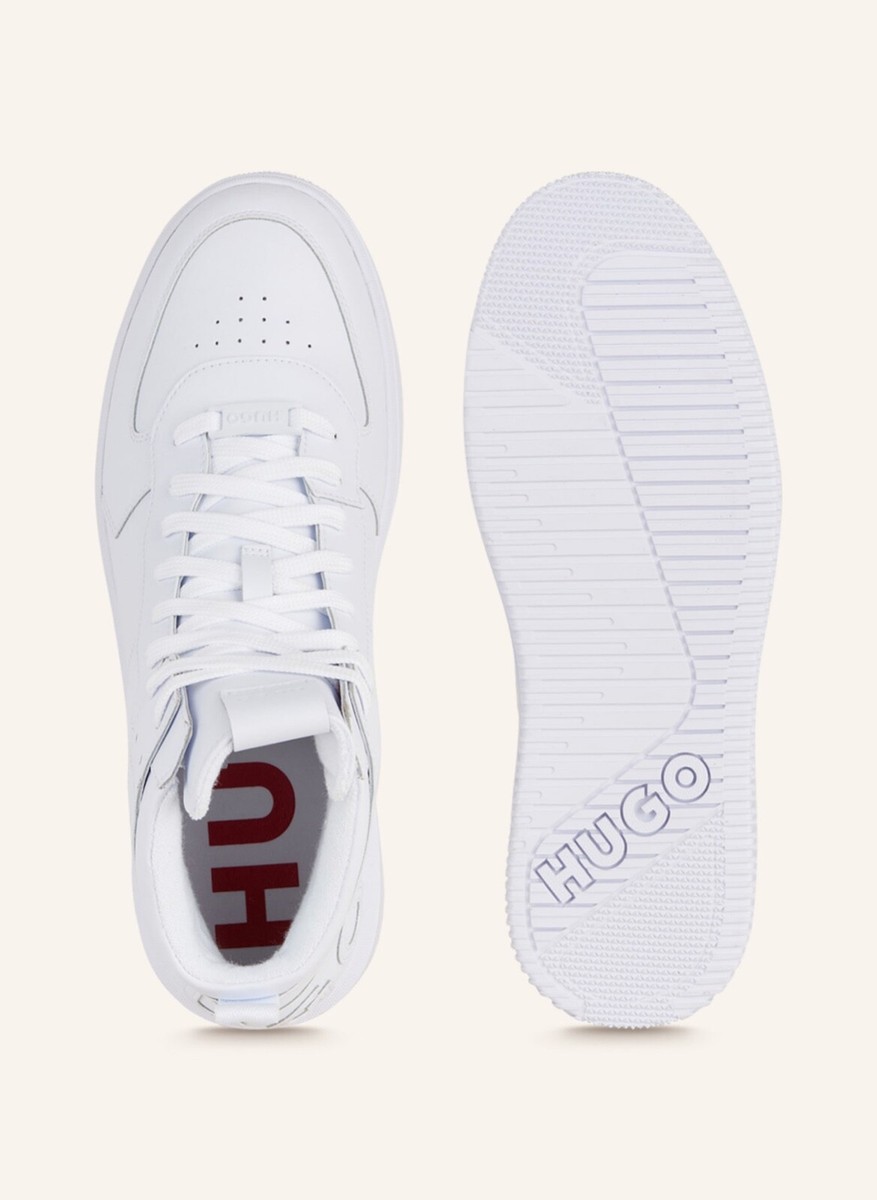 HUGO BOSS SNEAKER KILIAN HITO 44 HI TOPS WHITE LEDER SCHUHE WEIß