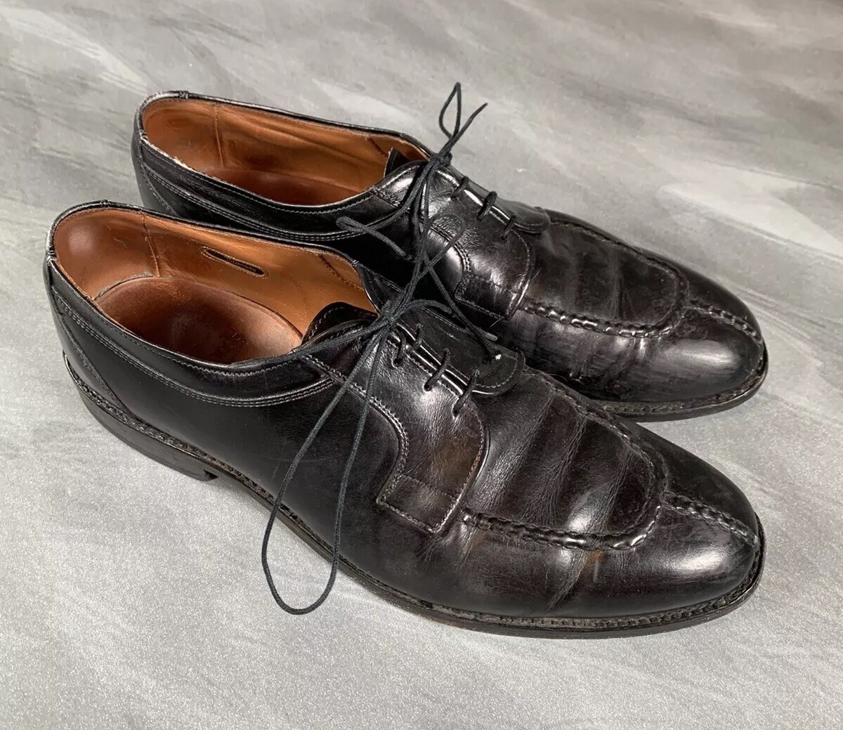 SAOLA Scarpe Allen Edmonds Brewster nere in pelle con punta a cappuccio 6404 Uomo taglia 10 5 D