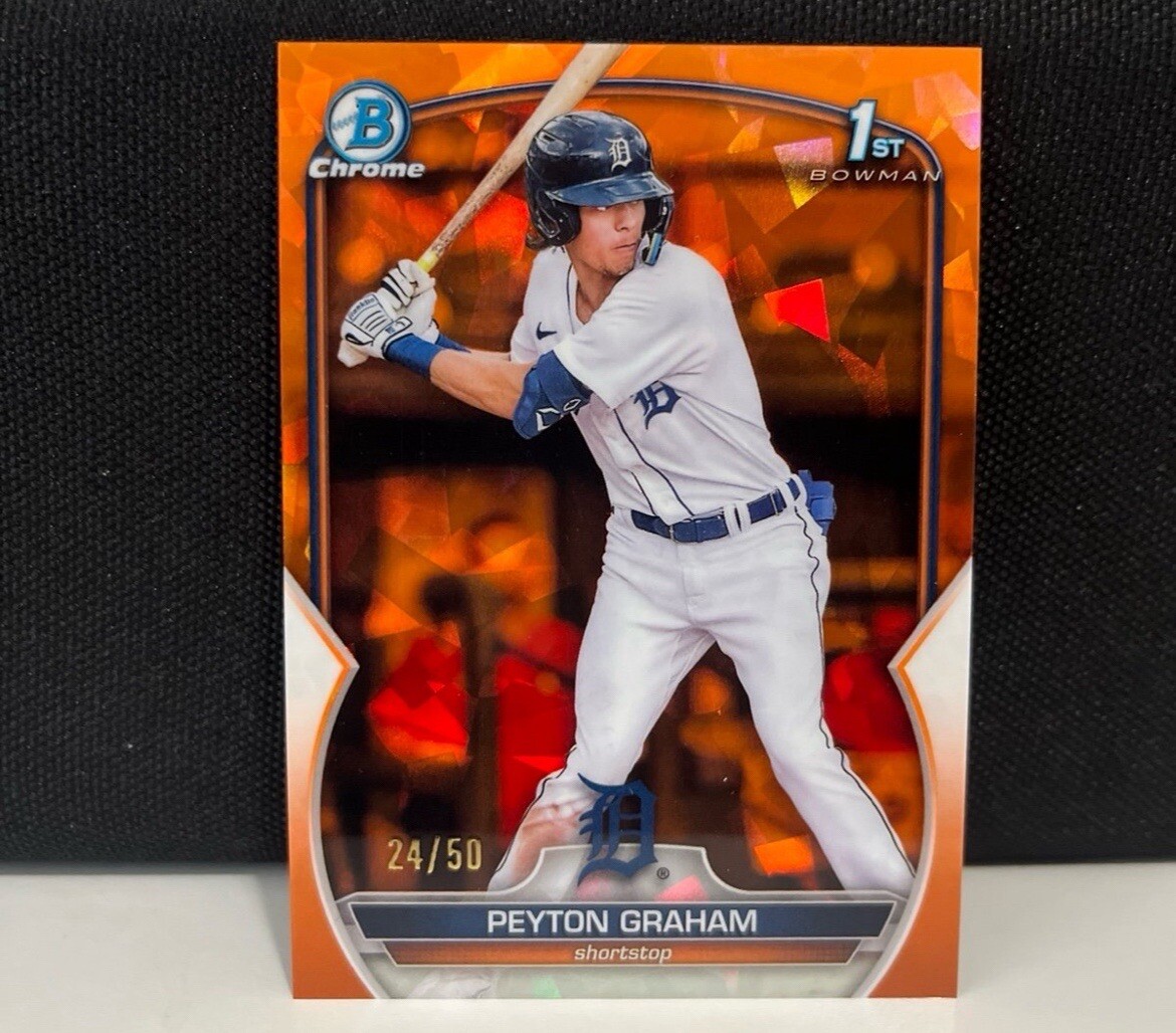 Peyton Graham 2023 Bowman Chrome 1st Sapphire Orange /50 Tigers