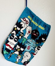 Sanrio Badtz Maru Drawstring Bag Blue Cartoon Character Tote Vintage Japan