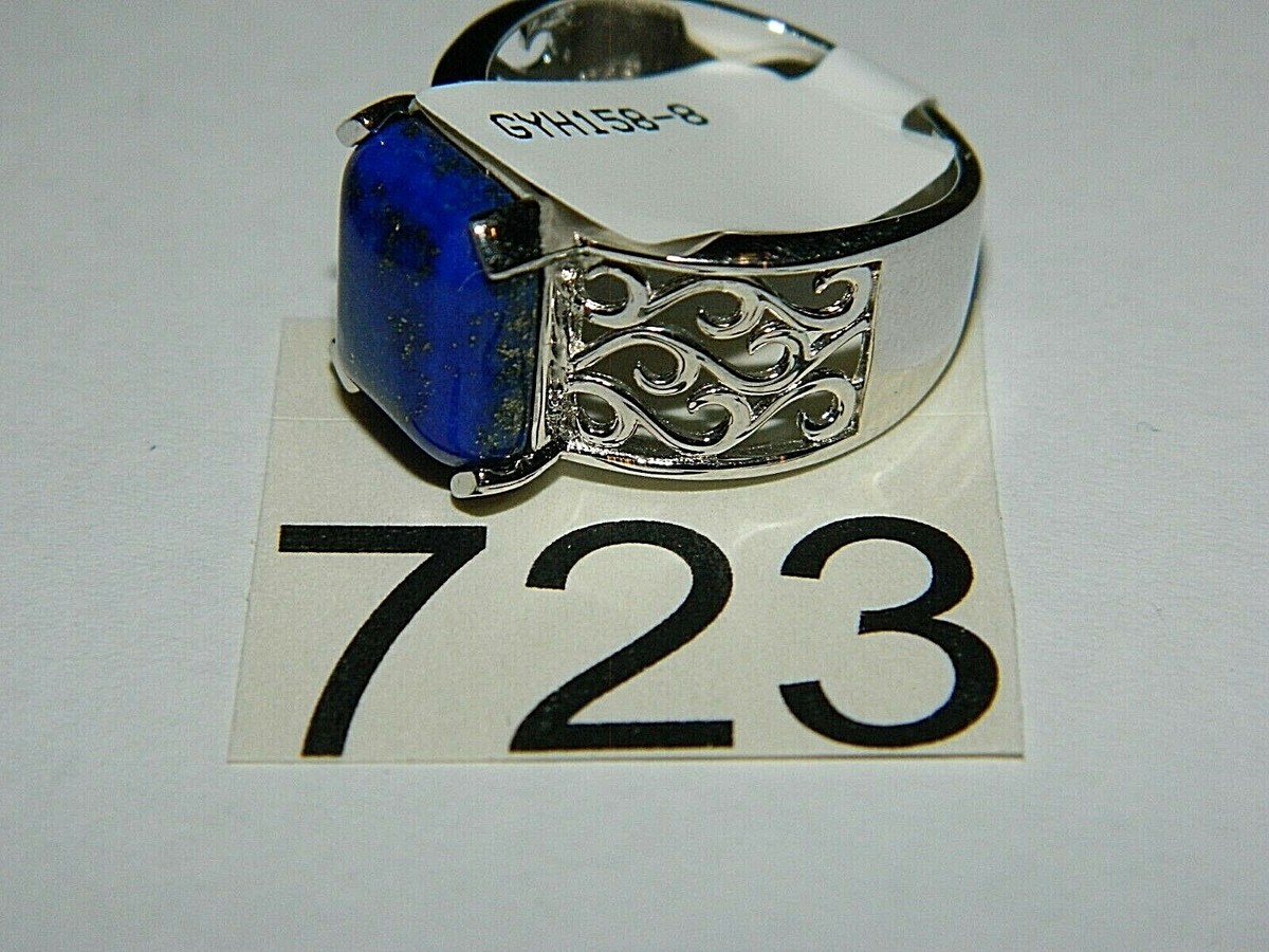 JTV Sterling Silver Blue Lapis FILIGREE SIDES Statement ring SIZE