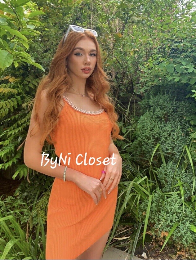 ZARA ORANGE KNIT MINI DRESS WITH FAUX 