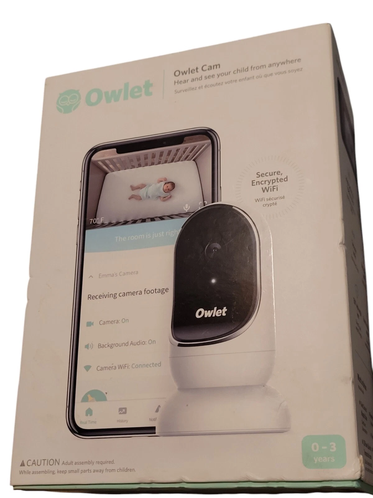 Owlet Cam Smart HD Video Baby Monitor Night Vision 2-Way Audio Wide Angle Lens