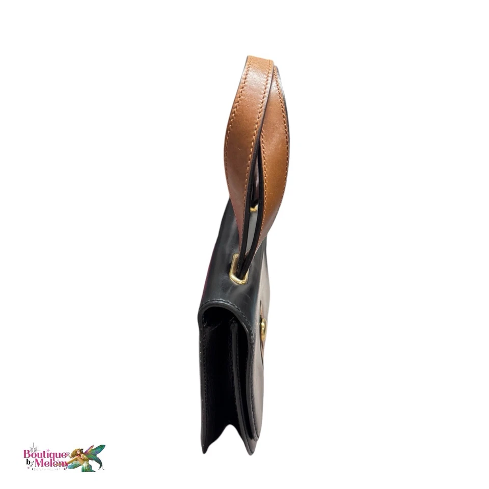 Gherardini for Lord & Taylor Black Brown Leather Handbag Vintage - Image 3 of 4