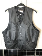 Genuine Leather Men's Black Leather Vest Size 42 New